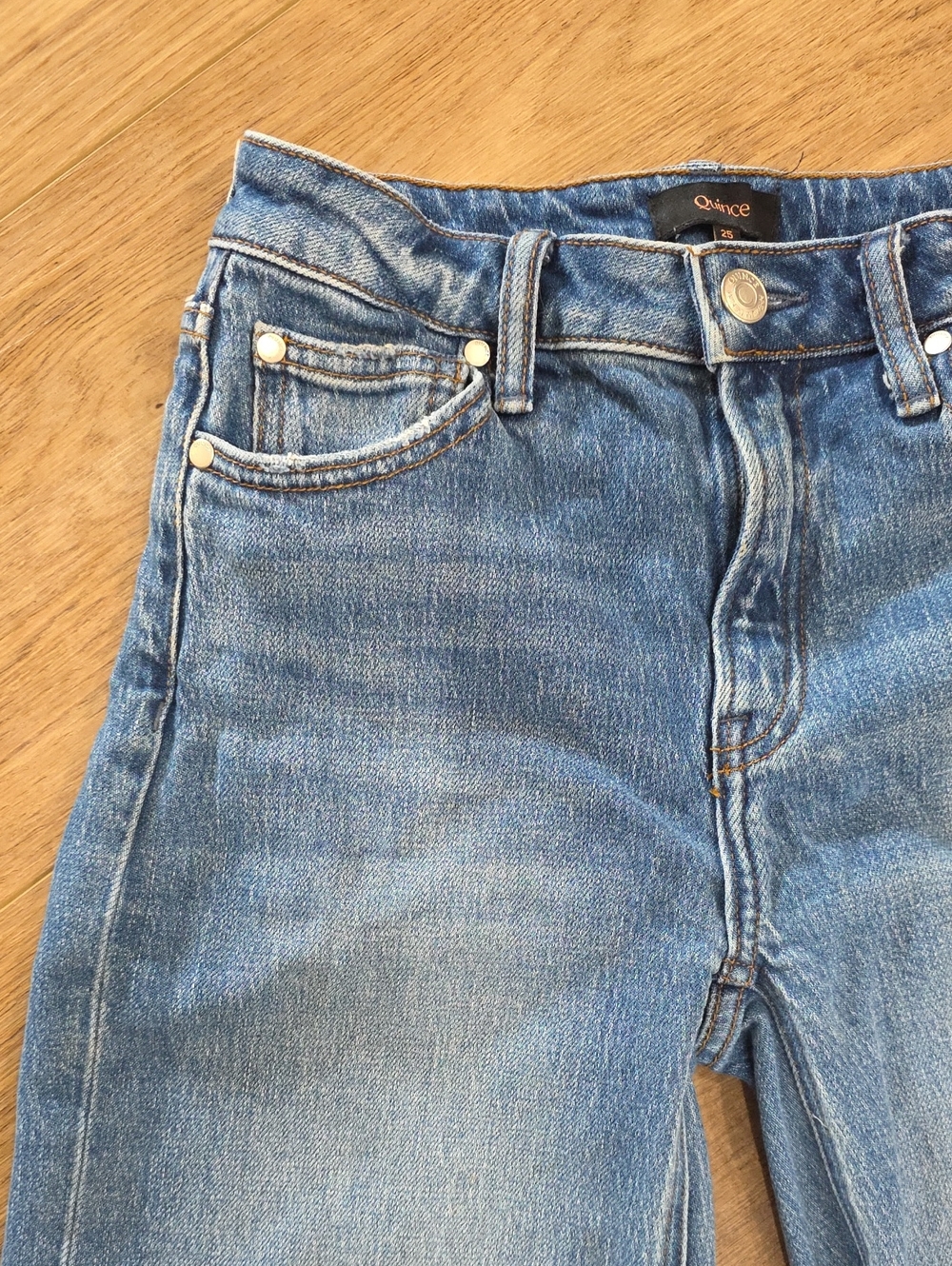 Quince Size 25 Comfort Stretch High Rise Relaxed Straight Jeans - Picture 3 of 5
